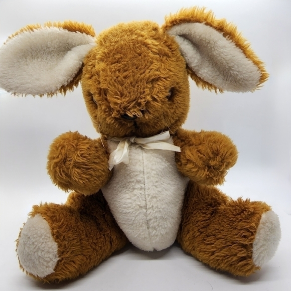 Vintage New York Merchandise Co Brown Bunny Rabbit Red eyes no neck floppy ears - Picture 1 of 12